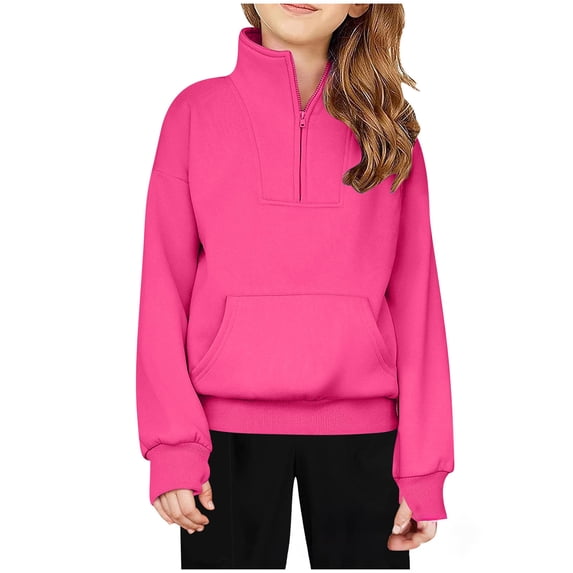 Girls Half Zip Quarter Pullover Sweatshirt with Pocket Hoodie Fall Clothes Sweatshirts