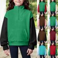 thumbnail image 1 of Girls Half Zip Sweatshirt Quarter Zip Pullover Sweatshirts Fall Clothes for Teen Girls Off The Shoulder Sweater, 1 of 6