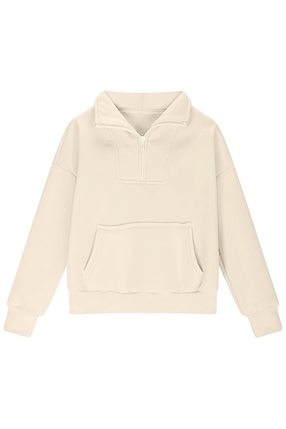 Girls Half Zip Sweatshirt Quarter Zipper Pullover Sweatshirts With Pocket, Hoodie Sweater Fall For Teen Girls Outerwear,Size:11-12 Years