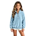 thumbnail image 1 of Girls Half Zip Sweatshirt Zippered Long Sleeve Kids Pullover Cute Lightweight Fleece Girls Sweatshirts, 1 of 4