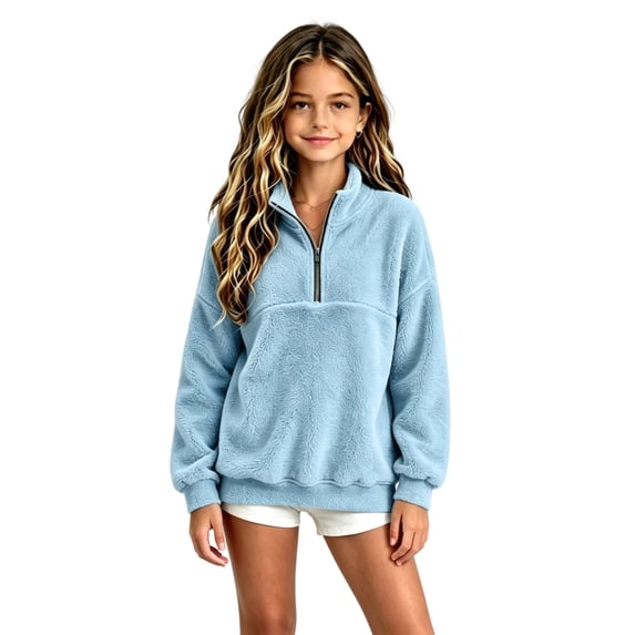 Girls Half Zip Sweatshirt Zippered Long Sleeve Kids Pullover Cute Lightweight Fleece Girls Sweatshirts