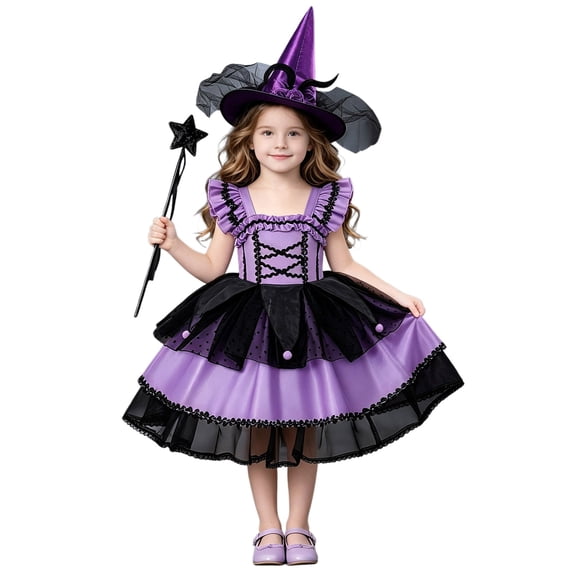 Girls Halloween Clothes Dress,Kids Halloween Party Outfit For Dress Up and Role Play