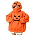 thumbnail image 1 of Girls Halloween Funny Graphic Hoodie Pullover Long Sleeve Oversized Cute Ghost Sweatshirt Orange 8, 1 of 7