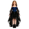 thumbnail image 1 of Girls Halloween Gothic Witch Dress, Christmas Cold Shoulder Corset Gown with Lace Sleeves, High Low Hem Costume for Cosplay Parties, 1 of 6