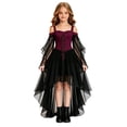 thumbnail image 1 of Girls Halloween Gothic Witch Dress, Christmas Cold Shoulder Corset Gown with Lace Sleeves, High Low Hem Costume for Cosplay Parties, 1 of 6
