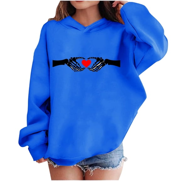 Girls Halloween Graphic Hoodies Long Sleeve Cartoon Print Pullover Hooded Sweatshirt Cute Casual Tops for Girl Kids Hoodie