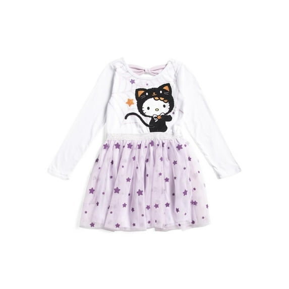 Girls Halloween Hello Kitty Dress US, Numeric, 4, Regular, White & Purple Tutu Dress