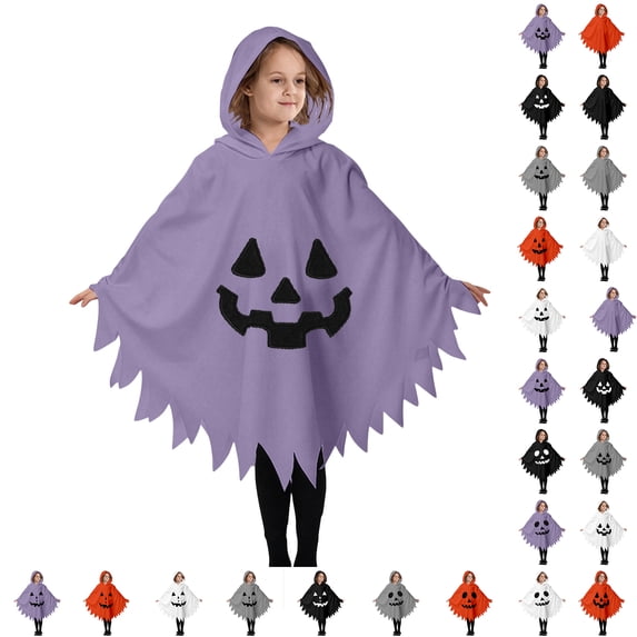 Girls Halloween Outfit Unisex Ghost Face Kids Hooded Cape Halloween Party Outfit Kids for Boys 3-4 Years