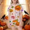 thumbnail image 1 of Girls Halloween Pajamas Cute Print Short Sleeve Button Down Top With Shorts Sleepwear Loungewear Outfit 4-5 Years,Pink AA, 1 of 3