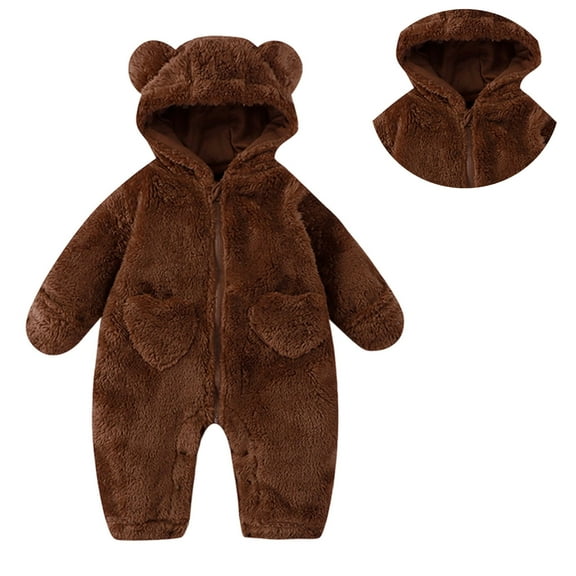 Girls Halloween Pajamas One-piece Hooded Jumpsuit Fuzzy Flannel Winter Warm Rompers Bear Onesie One - Piece Kids Sleepwear Onesie 9-12 Months