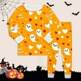 thumbnail image 1 of Girls Halloween Pajamas Set Pumpkin Ghost Print Pajamas Set Long Sleeve Crewneck Soft Comfort Top Shirts Pants Set Kids 6 Years Pajamas Girls, 1 of 3