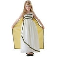thumbnail image 1 of Girls Halloween Party Dresses Set Velvet Greek Toga Dress with Cape Roman Goddess Ball Gown Grecian Dress Up Outfit Set 10 Years, Beige, 1 of 7