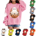 thumbnail image 1 of Girls Halloween Print Crewneck Sweatshirt Long Sleeve Fleece Pullover For Kids, 1 of 5