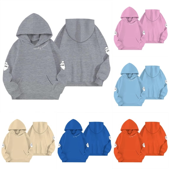 Girls Halloween Print Hoodie Long Sleeve Loose Fit Pullover Sweatshirt For Kids