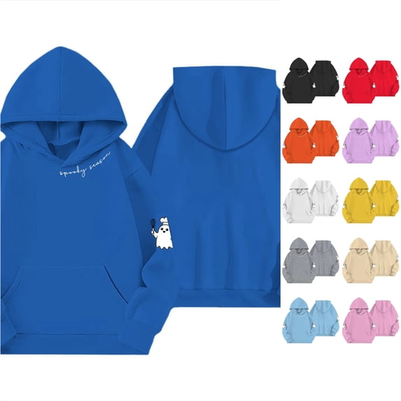 Girls Halloween Print Hoodie Long Sleeve Loose Fit Pullover Sweatshirt For Kids