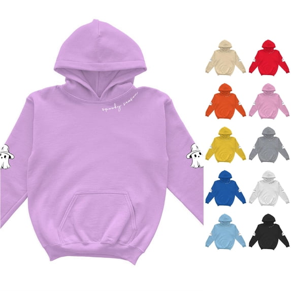 Girls Halloween Print Hoodie Long Sleeve Loose Fit Pullover Sweatshirt For Kids