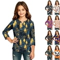 thumbnail image 1 of Girls Halloween Shirt Pumpkin Bat Print 3/4 Sleeve T Shirt Cute Graphic Tee Spooky Season Fall Halloween Outfit Kids Casual Top,2-3 Years,Green, 1 of 6