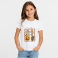 thumbnail image 1 of Girls Halloween Shirt for Kids, Spooky Plaid Pumpkin Graphic Short Sleeve T-Shirt, 1 of 8