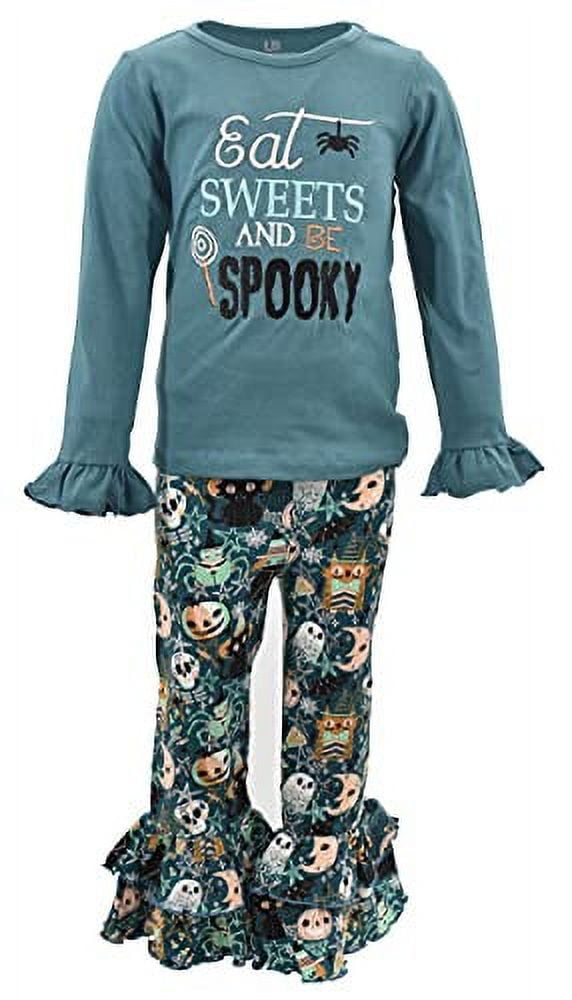 Claire & Charlie Girls Lavender Striped Halloween Ghosts Tunic with Orange Leggings main image 1