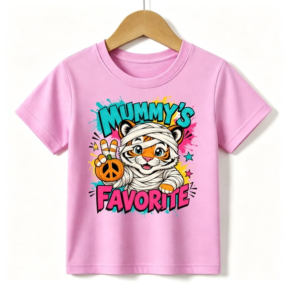 Girls Halloween T-Shirt Cute Vampire Tiger Bat Wings Costume Graphic Tee Pink, Kids 4-13Y