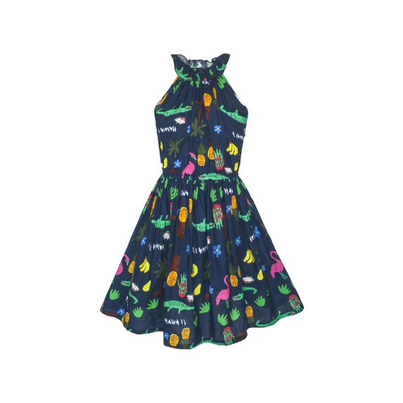 Girls Halter Dress Multicolor Floral Animal Printed Cotton Casual 5 Years