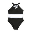 thumbnail image 1 of Girls Halter Swimsuits Bikini Set Kids Cutout High Waisted 2 Piece Bathing Suit Teen Girls' Swimwear Set, 1 of 6