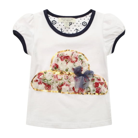 Girls' Hand-sewn Rosette Shirt with Sequins RH0288