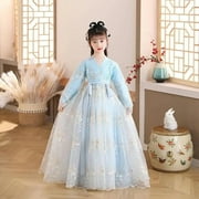 Girls Hanfu Dress Traditional Cloth Outfit Ancient Folk Dance Stage Costumes Oriental Kids Fairy Princess Cosplay
