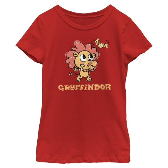 Girls Harry Potter Gryffindor Lion Cartoon T Shirt