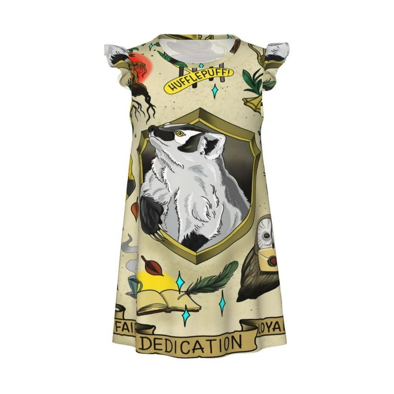Girls Harry Potter Hufflepuff 5 Nightgowns Flutter Sleeve Pajamas Dress 3D Printed Princess Nightdress Walmart