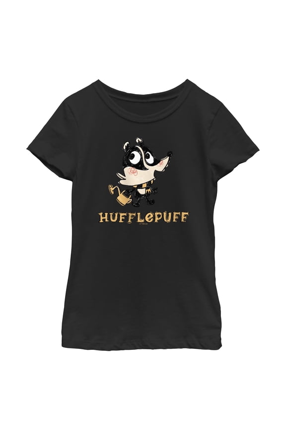 Girls Harry Potter Hufflepuff Badger Cartoon T Shirt
