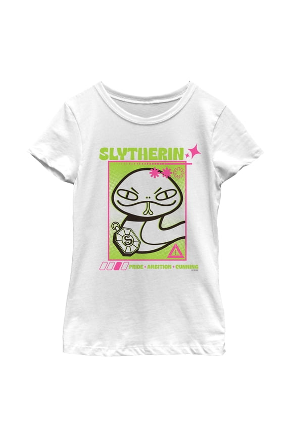 Girls Harry Potter Slytherin Snake Stats T Shirt