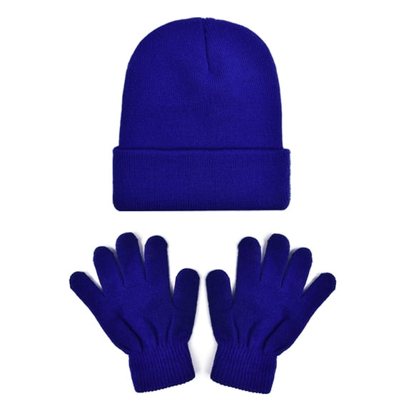 Girls Hat and Gloves Set Winter Unisex Kids Lined Hat and Mittens Set Printed Soft Warm Cold Weather Headwear and Handwear for Boys Girls Toddler Blue 2 Years-8 Years