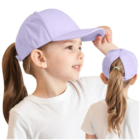Girls Hats for Kids Ages 4-8 Girls Criss Cross Ponytail Baseball Cap Adjustable Ponycap Quick Dry Toddler Trucker Hat Girls Hats for Kids Ages 4-8 Toddler Baseball Hat Caps