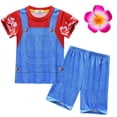 thumbnail image 1 of Girls Hawaiian 2 Piece Pajama Set with Flower Clip Floral Cartoon Costume Sleepwear, Size 6-7, 1 of 7