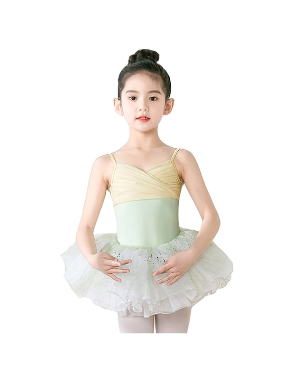 Girls Hawaiian Outfit Clothes Suspenders Glitter Dance Ballet Tutu Leotard Ballerina Girls' Clothing Sets