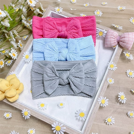 Girls Headbands Cute Bowknot Hairbands Size 0-3 Toddlers Trendy Stretchy Elastic Solid Color Hair Accessories Ribbons