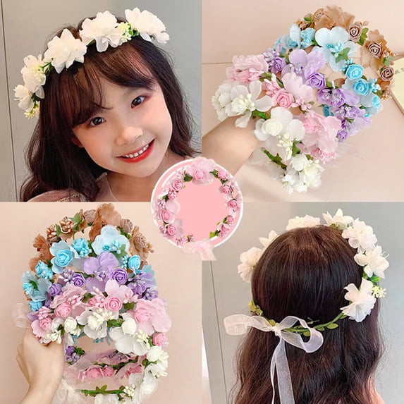 Girls Headpiece Flower Headbands Hair Accessories Bridal Birthday Photography Costume for Women and Girls