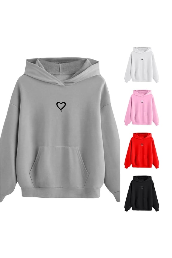 Girls Heart Graphic Print Long Sleeve Hooded Sweatshirt Pullover Tops Musically Sweatshirt Sweatshirts for Boys Hoodie Sweatshirts for Boys Zipper Sweater for Girls Potato Girl A Lonely Place Hoodie