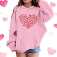 thumbnail image 1 of Girls Heart Hoodie Valentine's Day Cute Pullover Pink Oversized Hoodie for Kids with Pocket 3-4 5-6 7-8 9-10 11-12 13-14 Years,Size 9-10 T, 1 of 5
