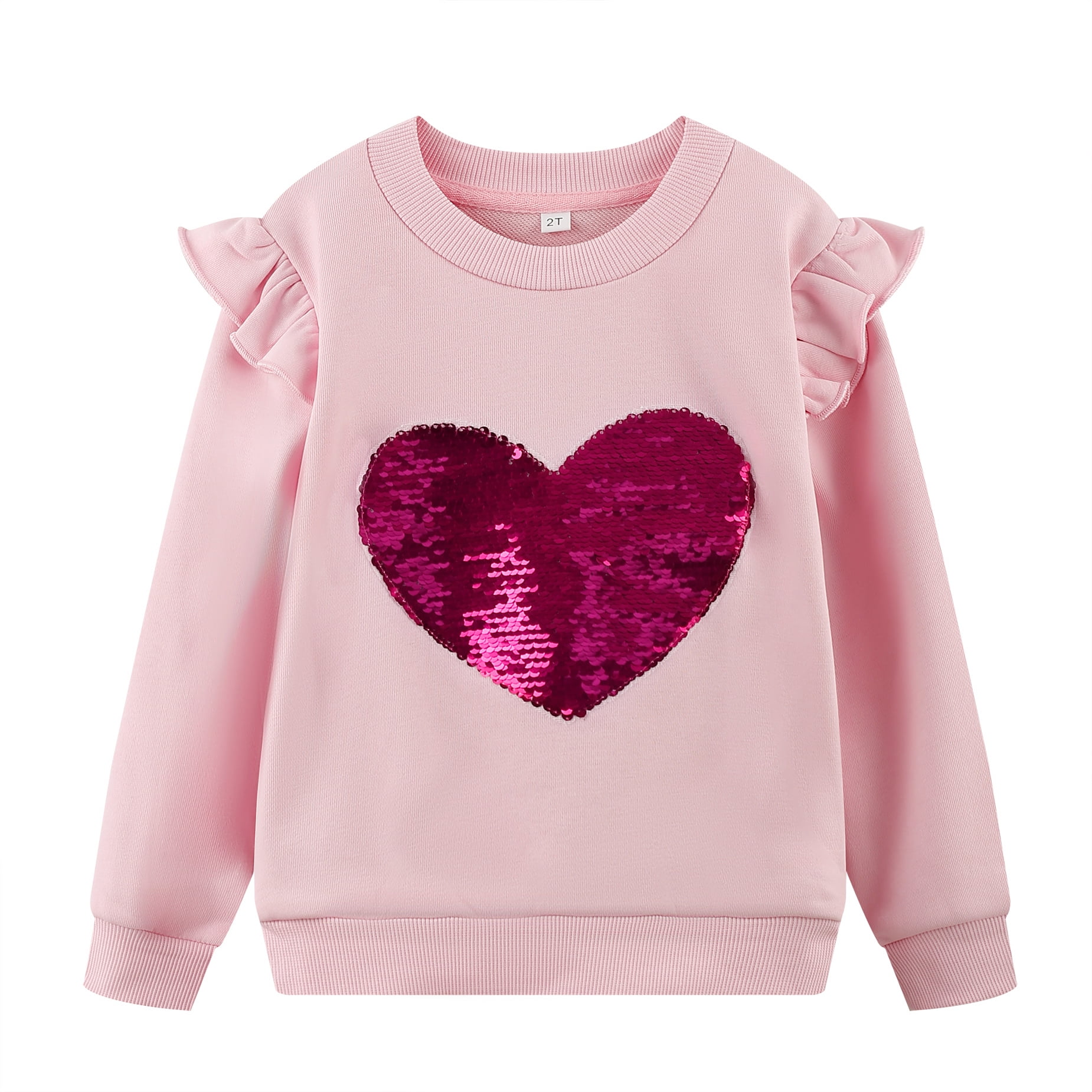 Girls Heart Sweater Toddler Girls Valentines Sweatshirts Sequin Shirt