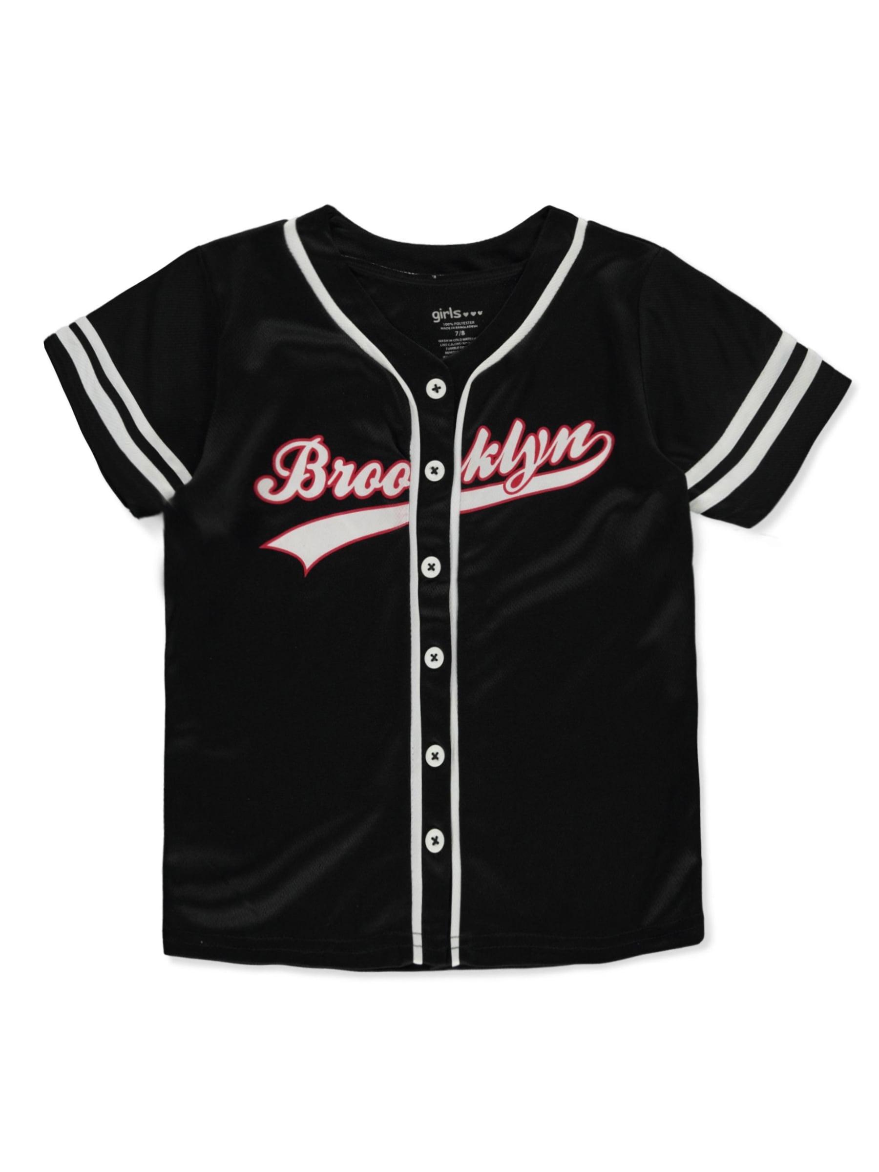 Girls Hearts Girls Brooklyn Baseball Jersey black 7 8 Big Girls Walmart