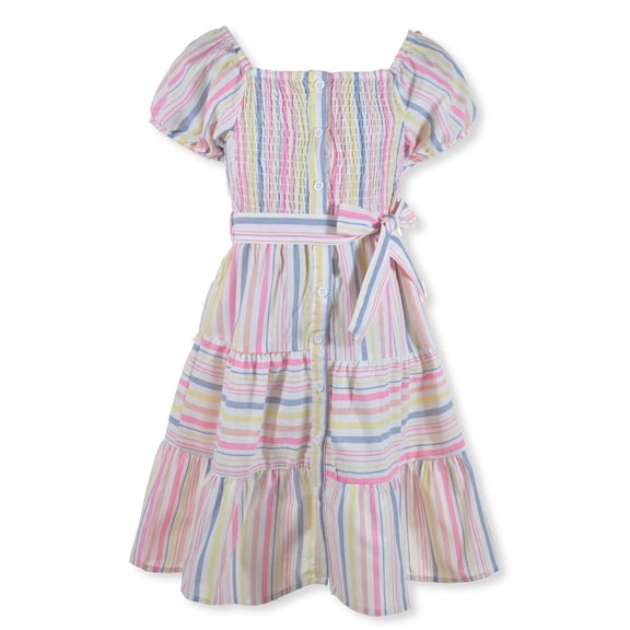 Girls Hearts Girls' Striped Poplin Dress Color: white/multi Size: 6x