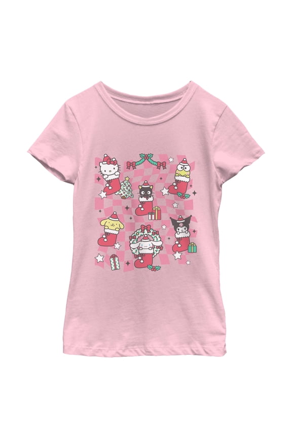 Girls Hello Kitty Christmas Stockings and Friends T Shirt