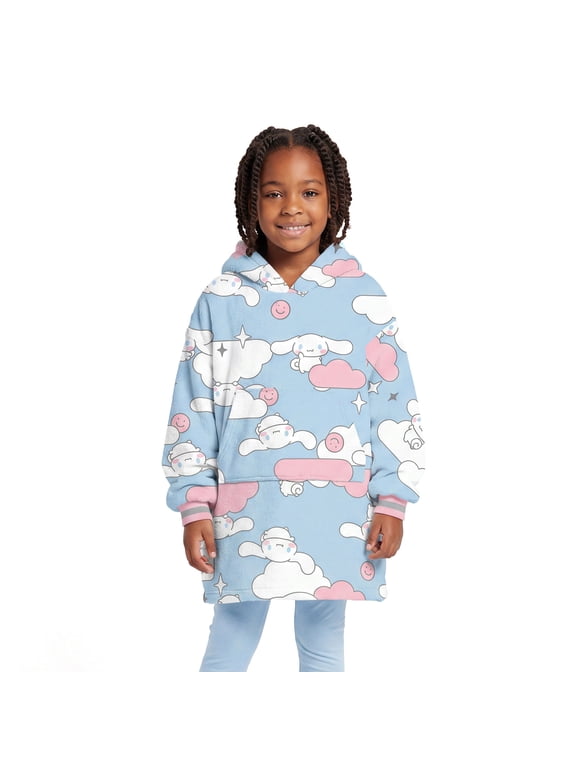Girls Hello Kitty Cinnamoroll Cloud Sky Wearable Blanket Hoodie