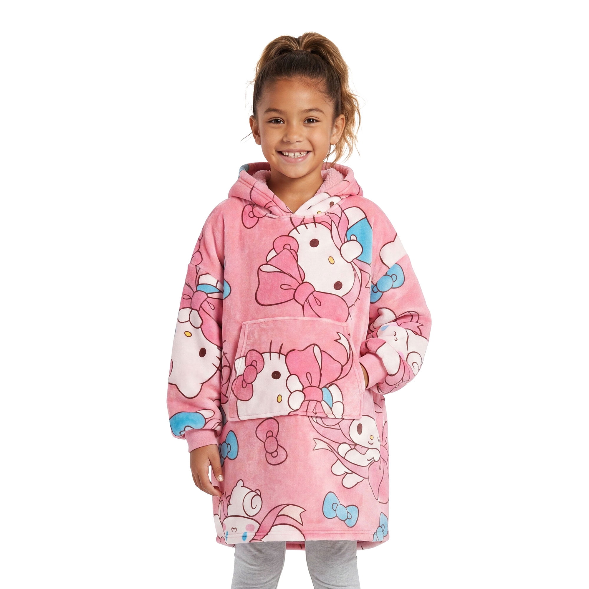 Girls Hello Kitty Cute Bows and Friends Wearable Blanket Hoodie