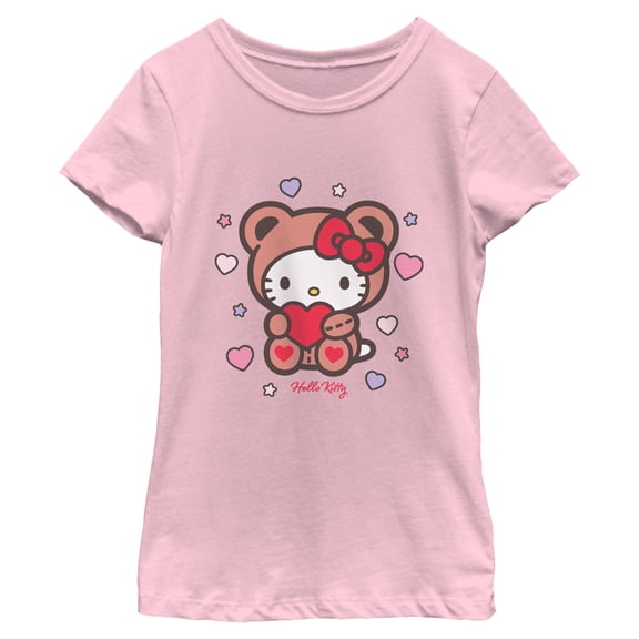 Girls Hello Kitty Cute Valentine Bear T Shirt
