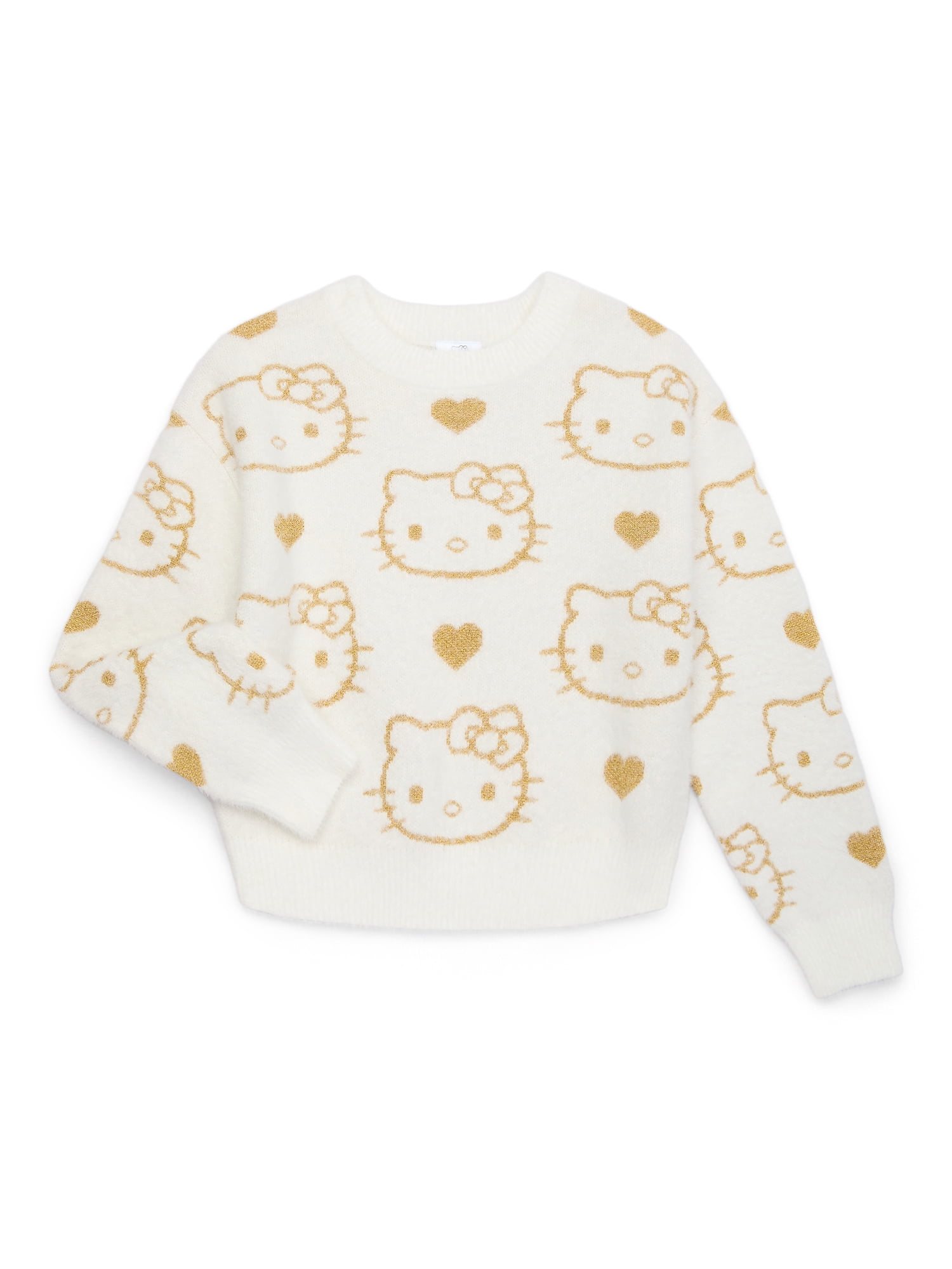 Hello Kitty Girls Metallic Lurex Holiday Sweater, Sizes 4-16