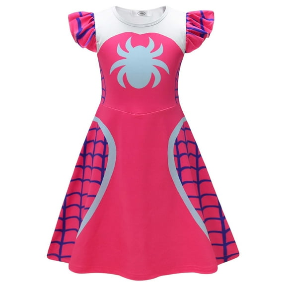 Girls Hero Spider Costume Halloween Dress for Girl Cosplay Outfit, Size 4-5Y
