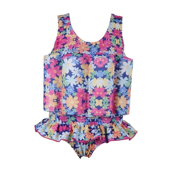 Girls' High Buoyancy Swimsuit Vest with Patterned Design for Safe Summer Swimming (1Y-8Y)